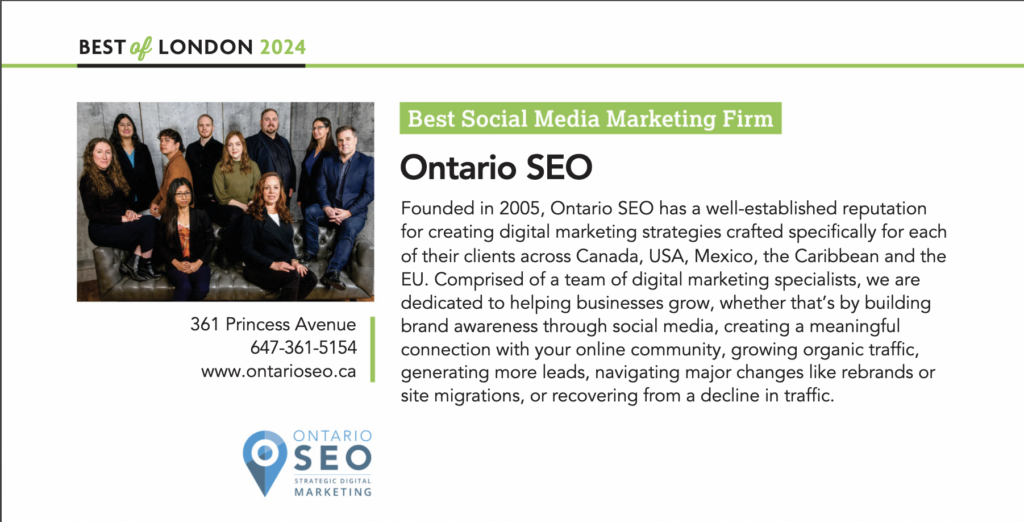 Foundery (formerly Ontario SEO) has been awarded the Top Social Media Marketing Firm 2024.