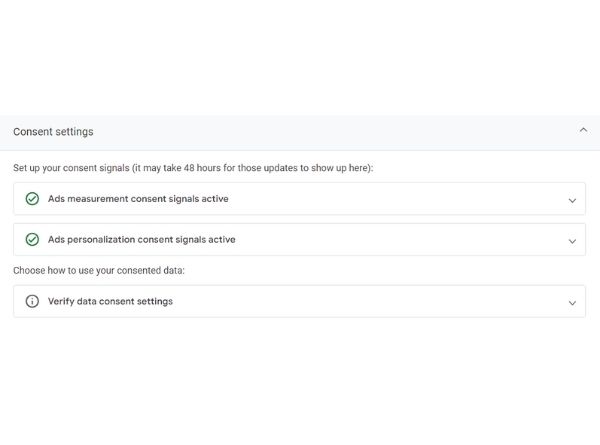 New Consent Setting in Google Analytics 4.